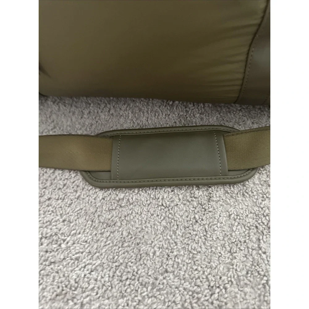 Joan & David Olive Green Puffer Quilted Duffle Bag Weekender Travel Handbag